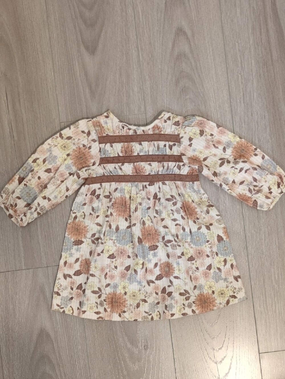 Zara Girls Floral Print Long-Sleeve Dress